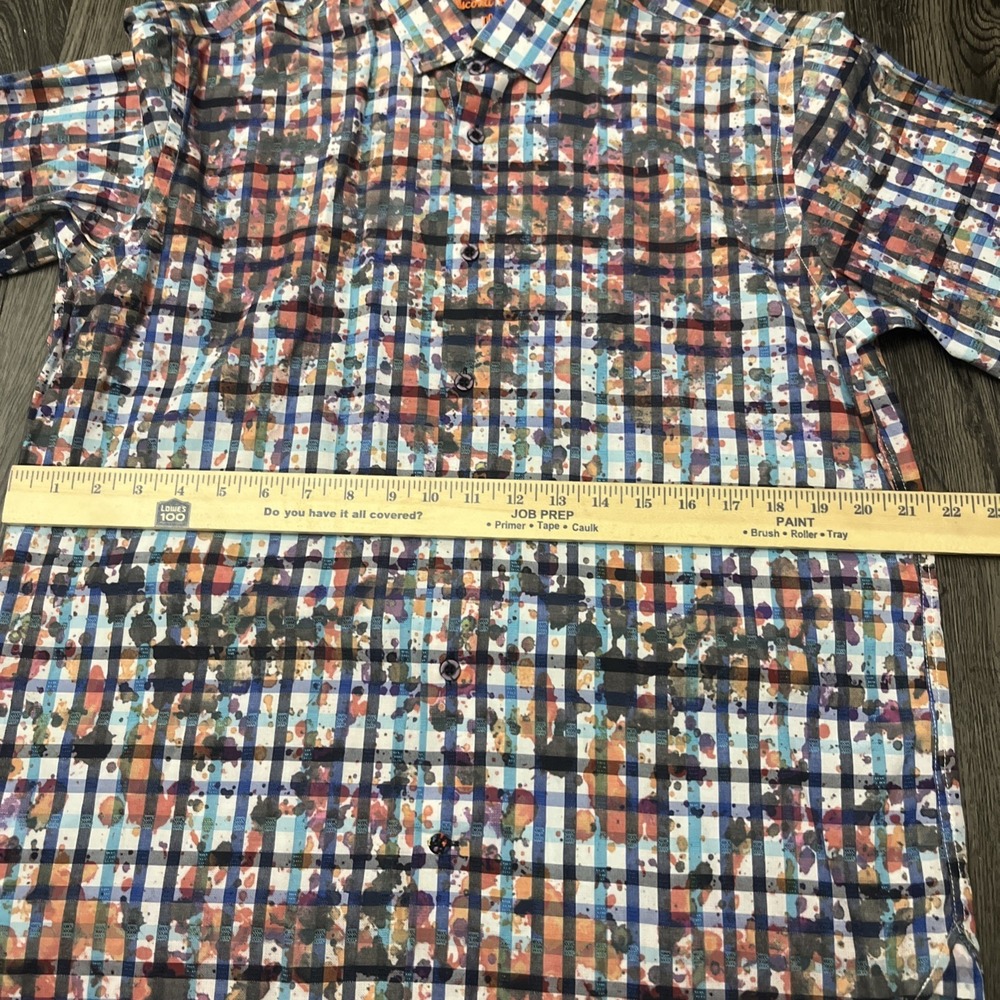 Visconti Black Men Sz M Button Up Blue Paisley Striped Mixed Long Sleeve Shirt - Picture 8 of 14